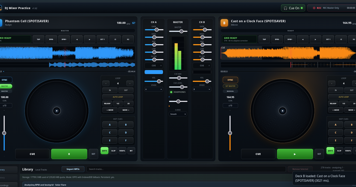 Dj Practice DJ Mixer Practice | Full-Featured Browser DJ Mixer and CDJ-Style ...